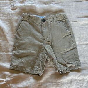 Khaki linen-blend shorts